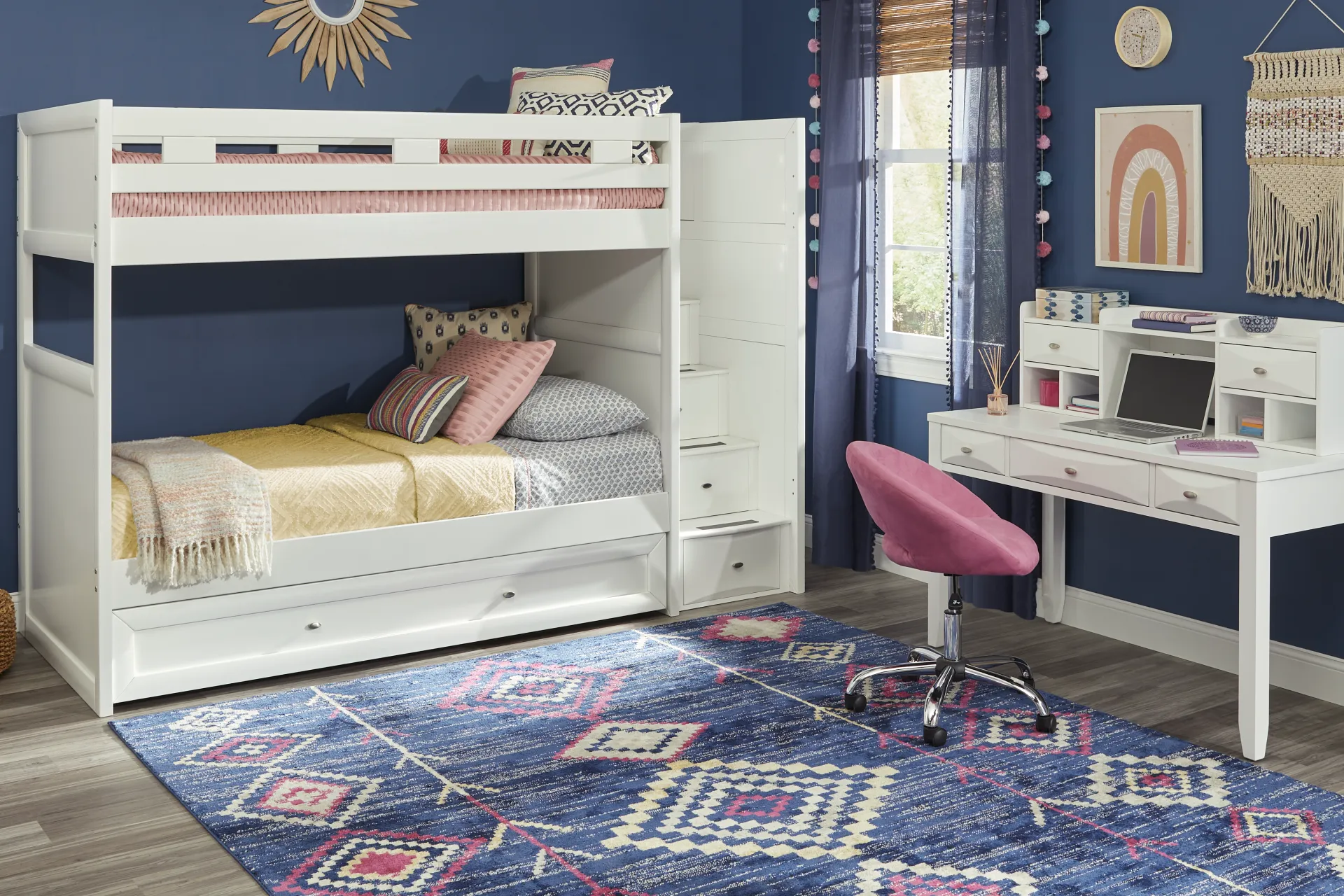 Ivy League 2.0 White Twin/Twin Step Bunk Bed - Image 1