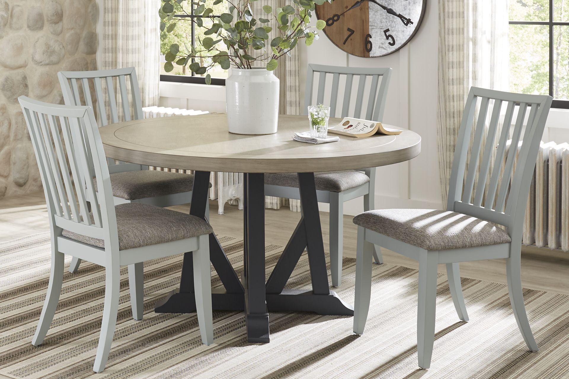 Hilton Head Graphite 5 Pc Round Dining Room with Mint Chairs - Image 1