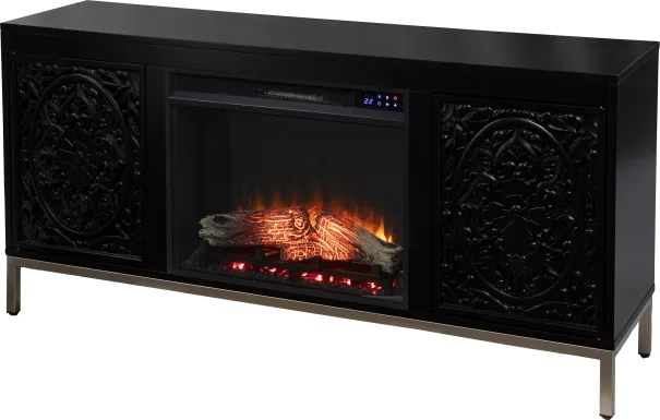 Baillon IV Black 58 in. Console, With Touch Panel Electric Fireplace