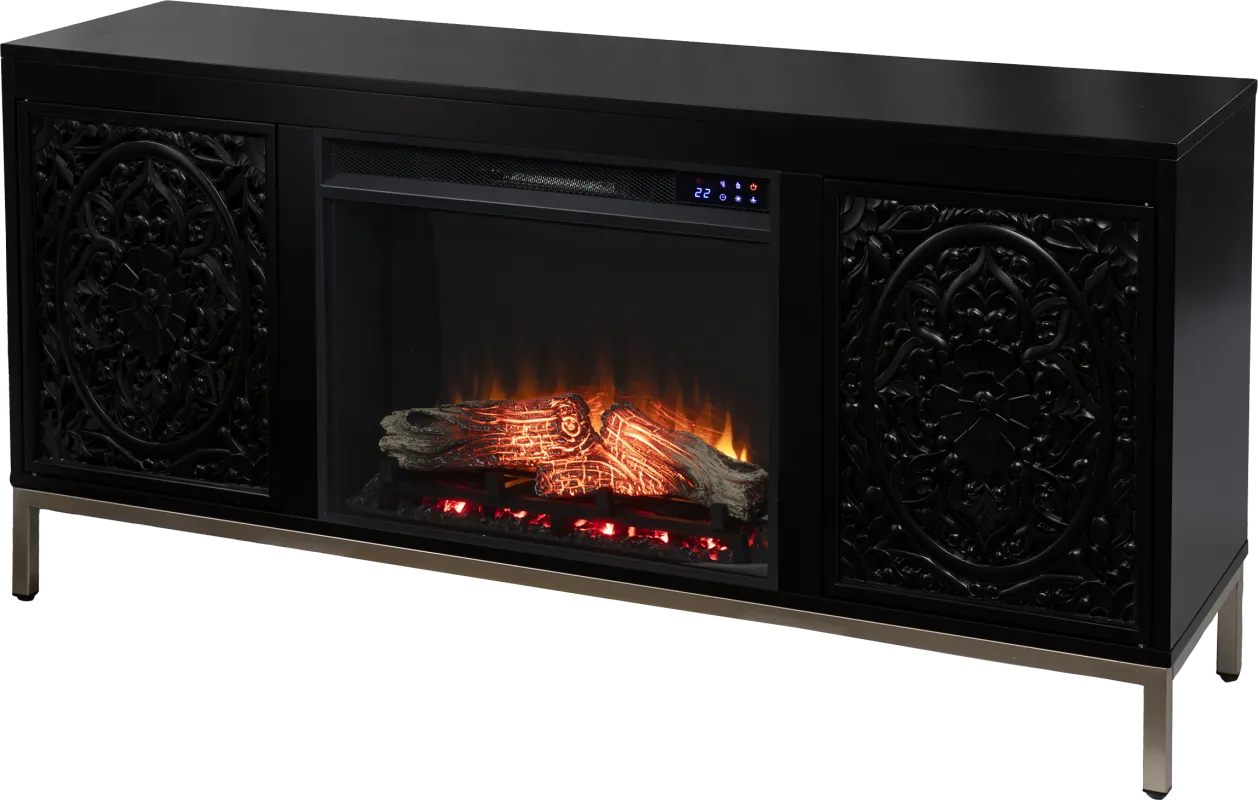 Baillon IV Black 58 in. Console, With Touch Panel Electric Fireplace