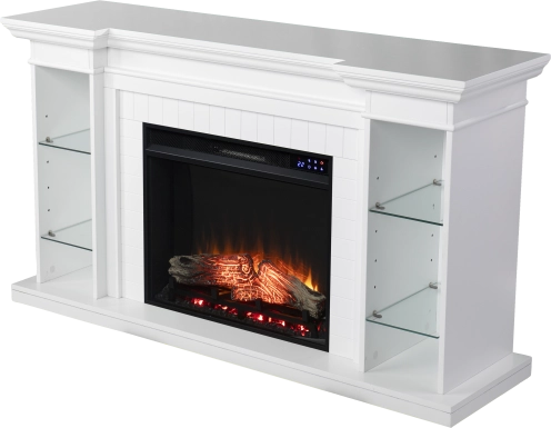 Ashprington IV White 55 in. Console, With Touch Screen Electric Fireplace