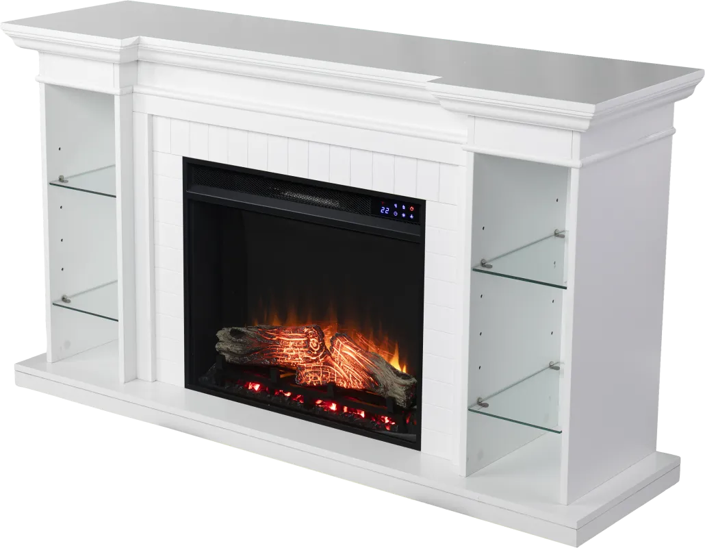 Ashprington IV White 55 in. Console, With Touch Screen Electric Fireplace