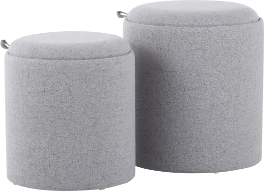 Mockernut Gray Ottoman, Set of 2