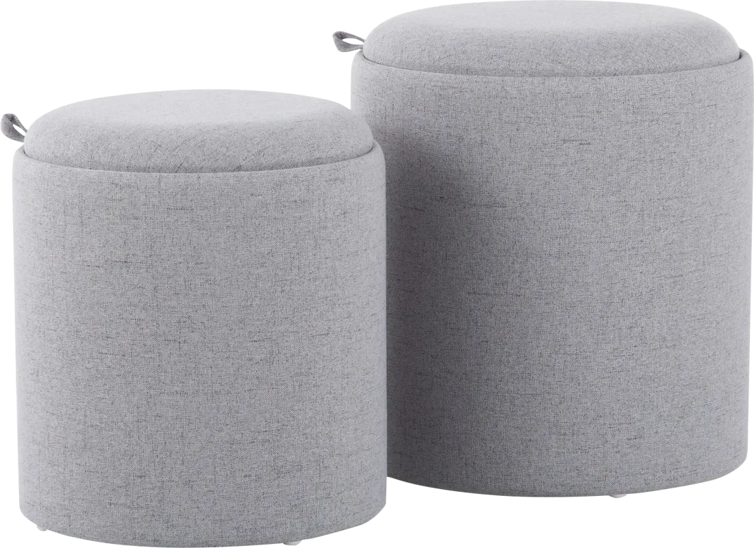 Mockernut Gray Ottoman, Set of 2
