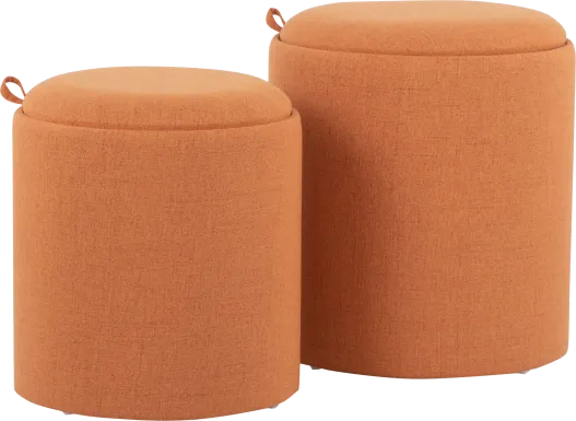 Mockernut Orange Ottoman, Set of 2