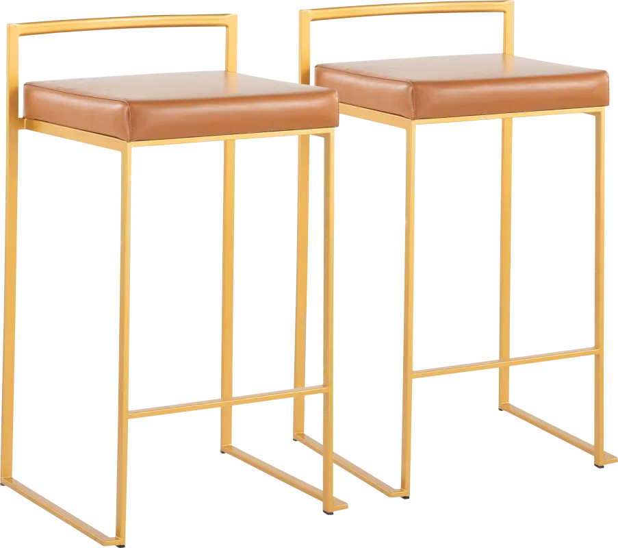 Birdlake II Camel Counter Height Stool, Set of 2