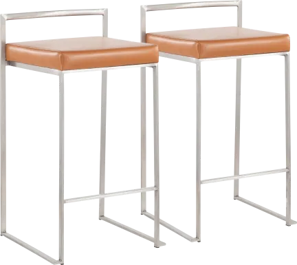 Birdlake IV Camel Counter Height Stool, Set of 2