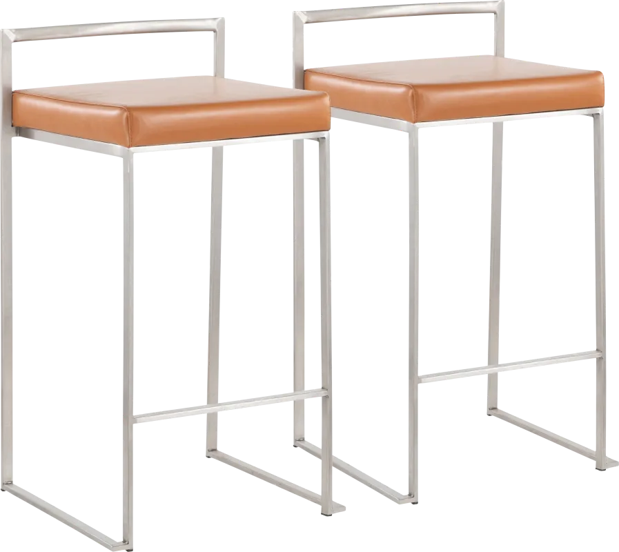 Birdlake IV Camel Counter Height Stool, Set of 2