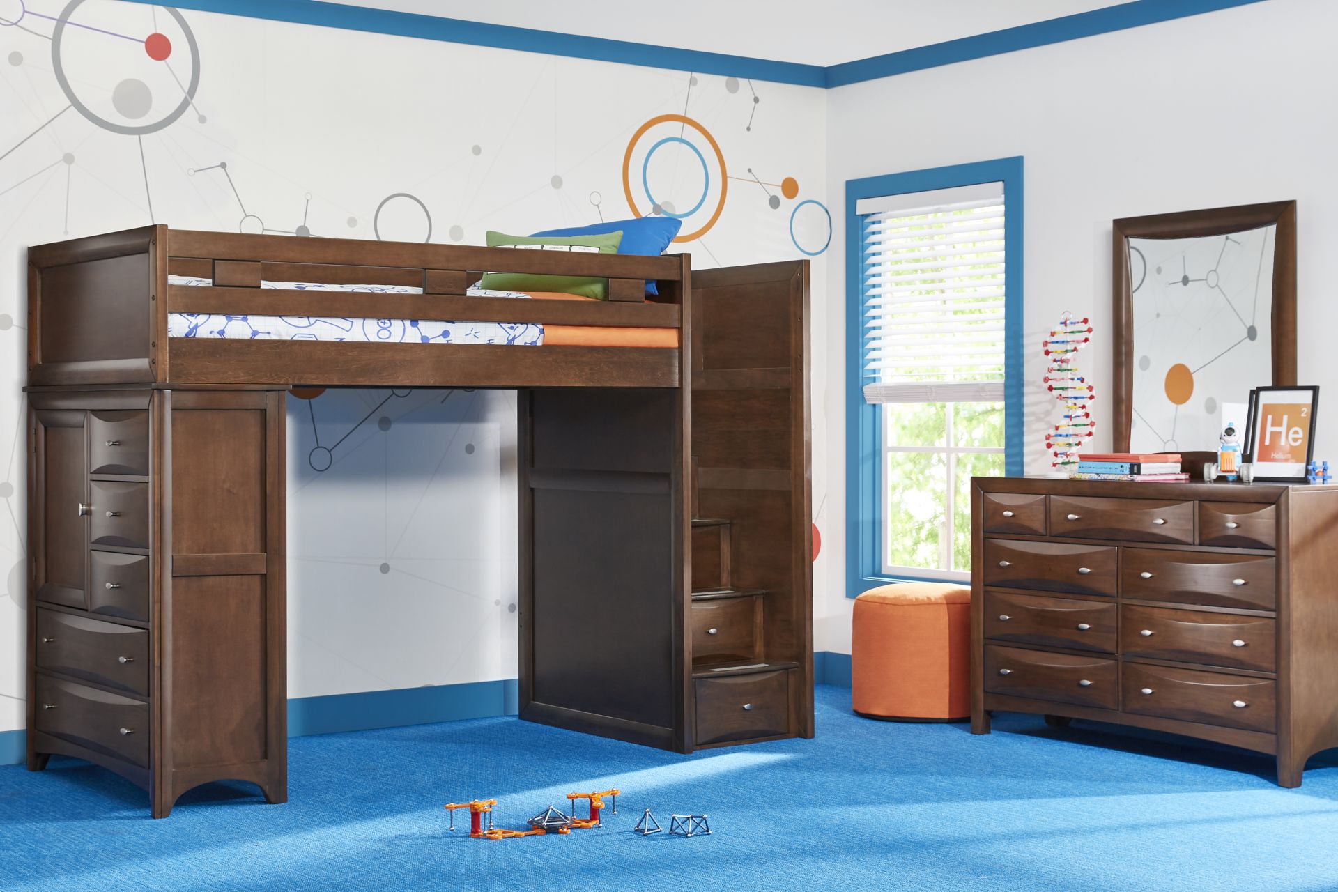 Ivy League 2.0 Walnut Twin Step Loft with Chest - Image 2