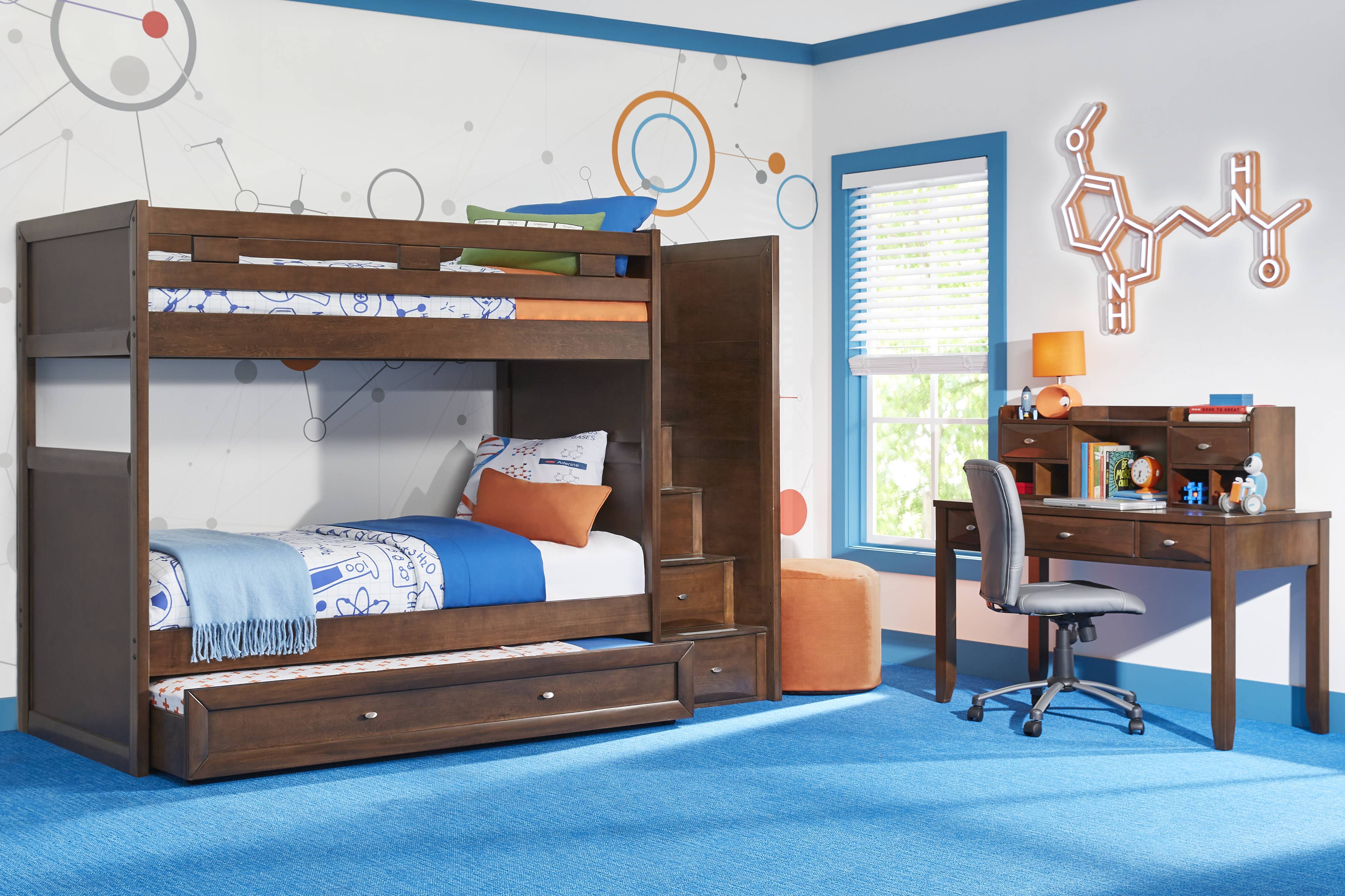 Ivy League 2.0 Walnut Twin/Twin Step Bunk Bed - Thumbnail - Image 2