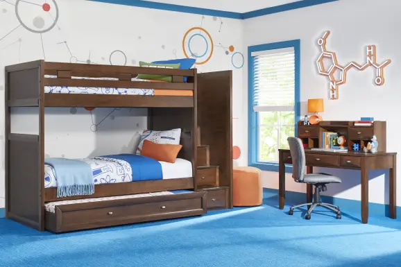 Ivy League 2.0 Walnut Twin/Twin Step Bunk Bed