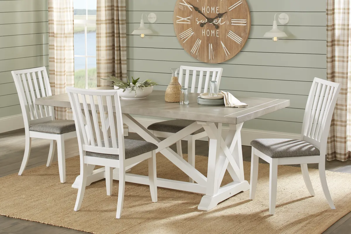 Hilton Head White 5 Pc Trestle Dining Room