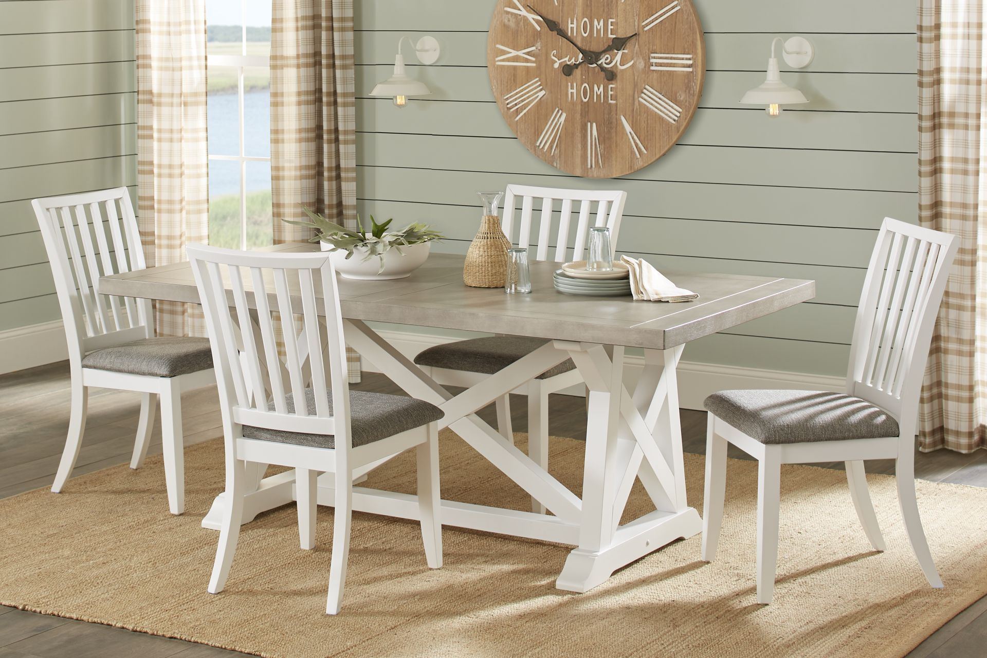 Hilton Head White 5 Pc Trestle Dining Room - Image 1