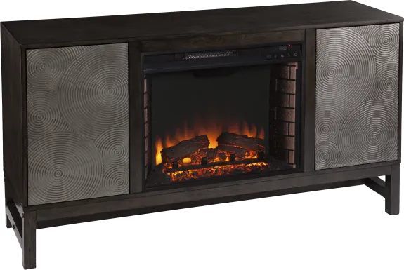 Lysander II Brown 54 in. Console With Electric Log Fireplace