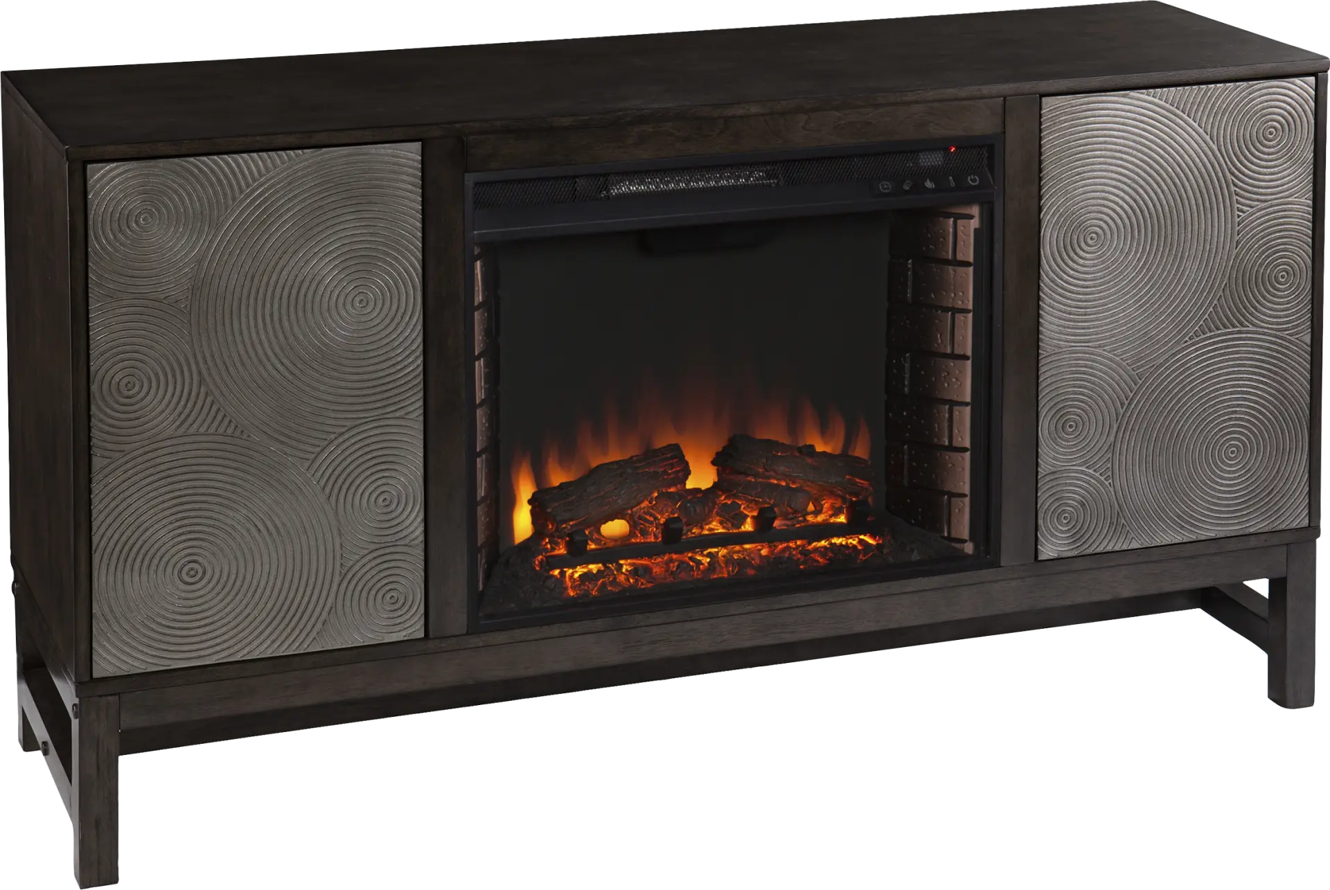 Lysander II Brown 54 in. Console With Electric Log Fireplace
