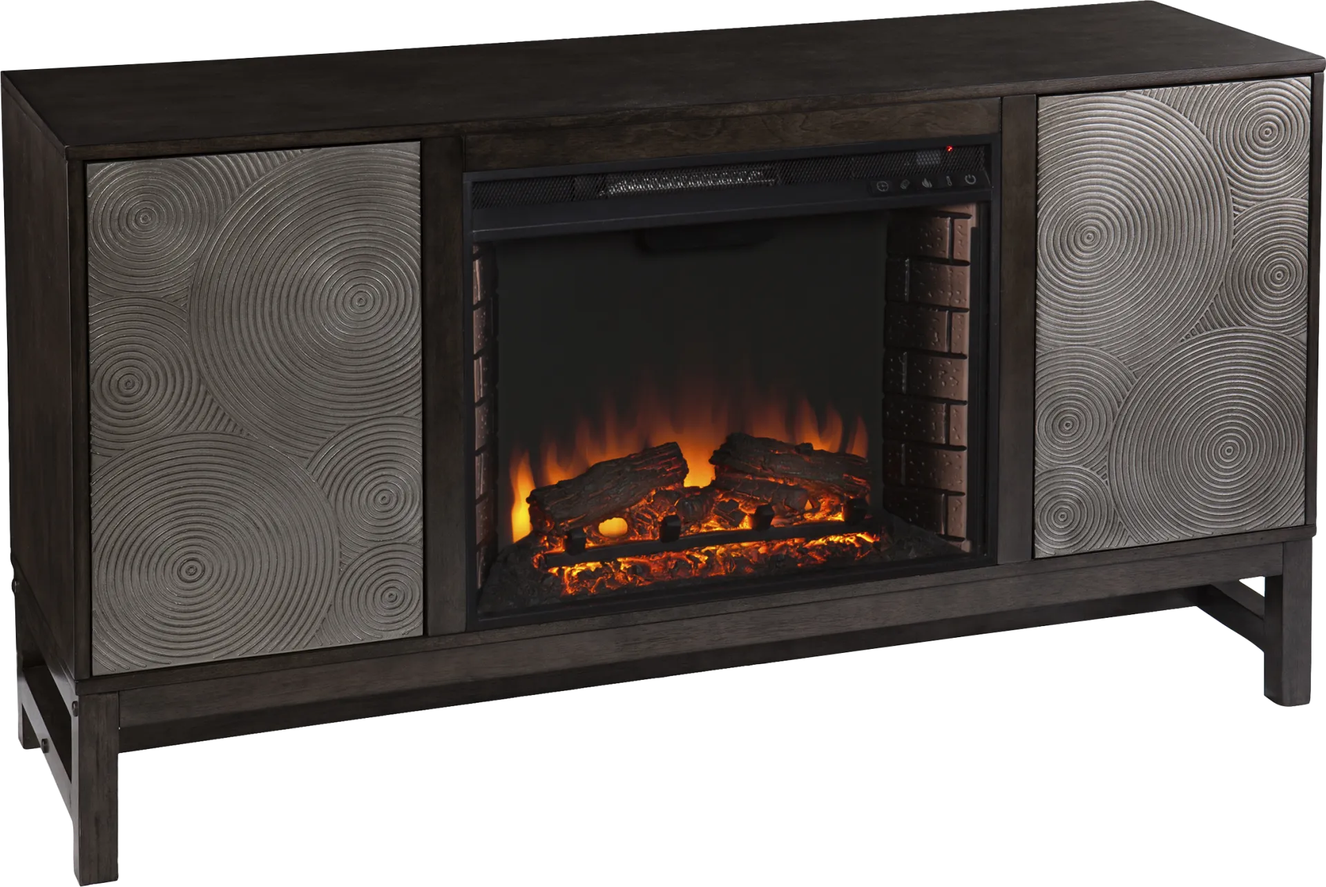 Lysander II Brown 54 in. Console With Electric Log Fireplace - Image 1