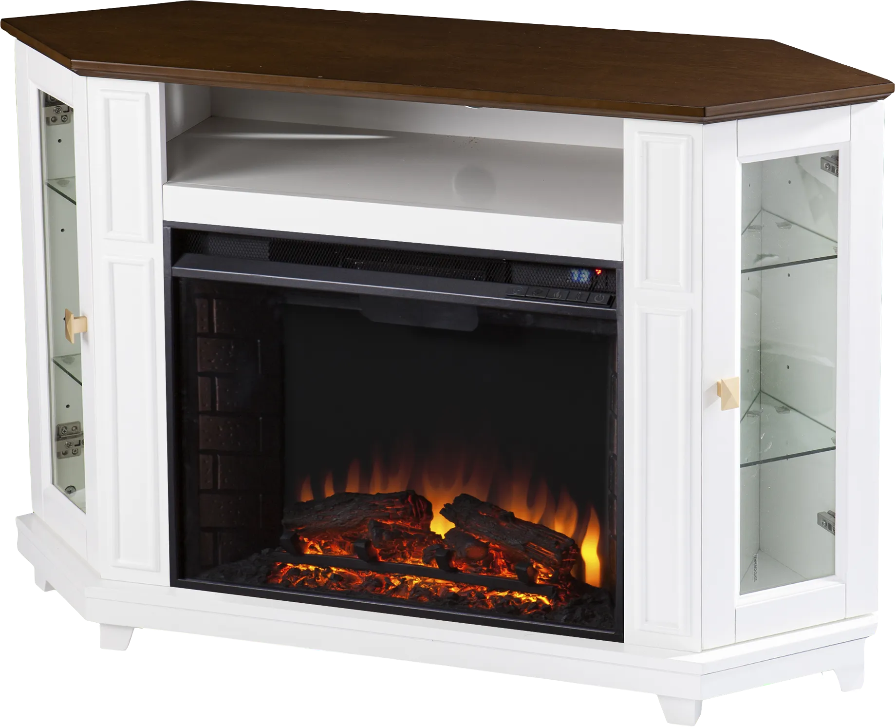 Taliferro II White 46 in. Console With Electric Log Fireplace - Thumbnail - Image 1
