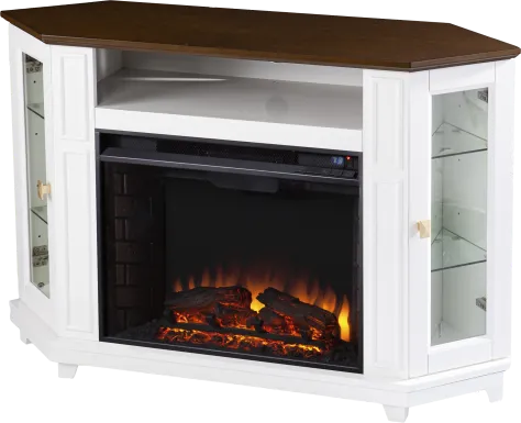 Taliferro II White 46 in. Console With Electric Log Fireplace