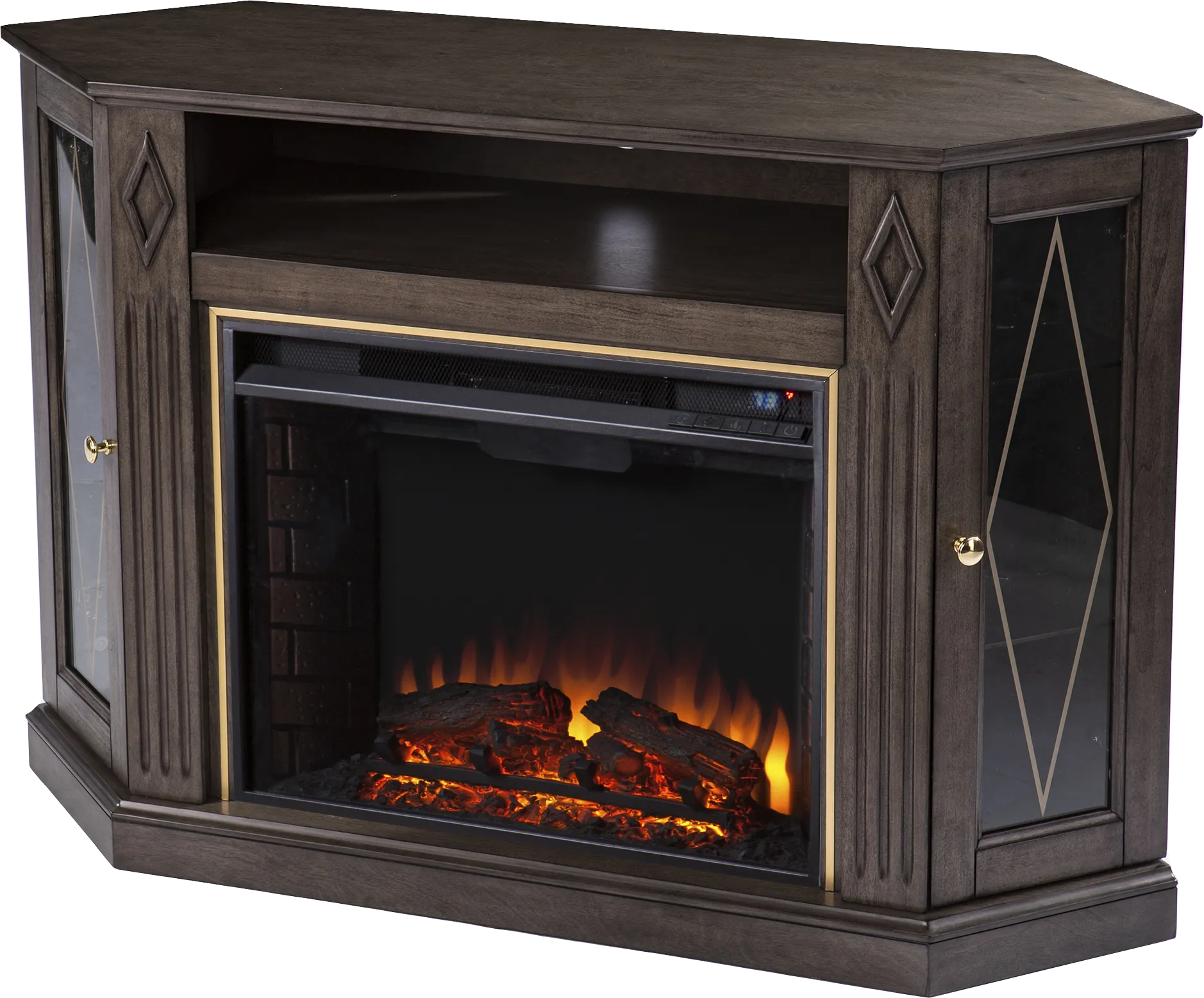 Brockdell II Brown 47 in. Console With Electric Log Fireplace - Thumbnail - Image 1