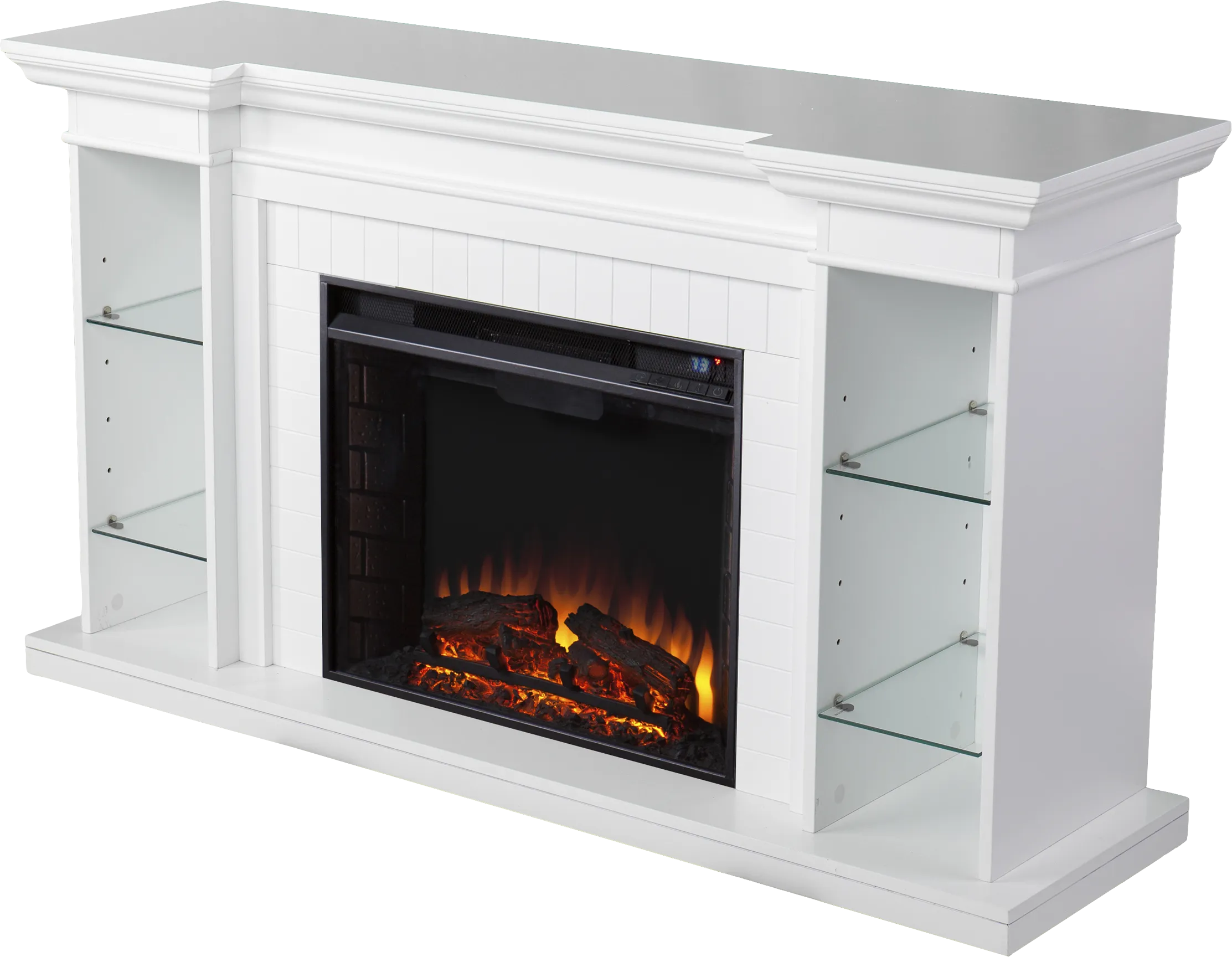 Ashprington II White 55 in. Console With Electric Log Fireplace