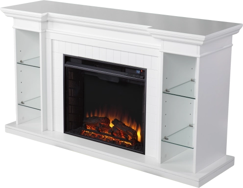 Ashprington II White 55 in. Console With Electric Log Fireplace