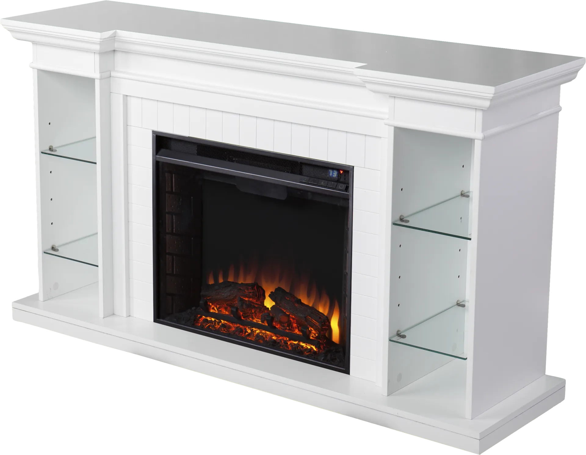 Ashprington II White 55 in. Console With Electric Log Fireplace - Image 1