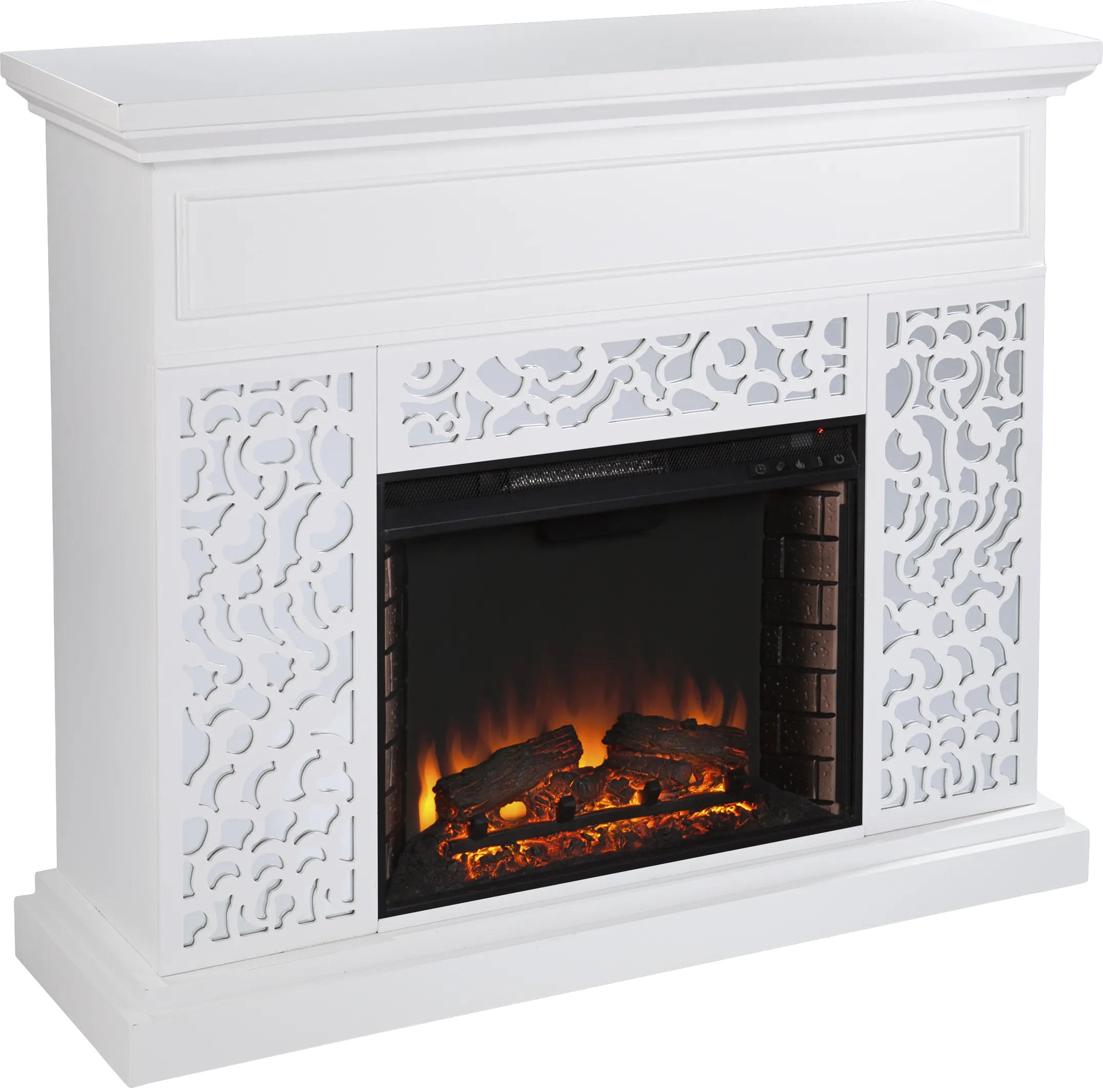 Ennismore II White 46 in. Console With Electric Log Fireplace - Thumbnail - Image 1