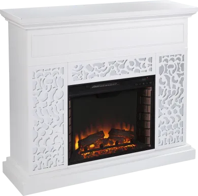 Ennismore II White 46 in. Console With Electric Log Fireplace