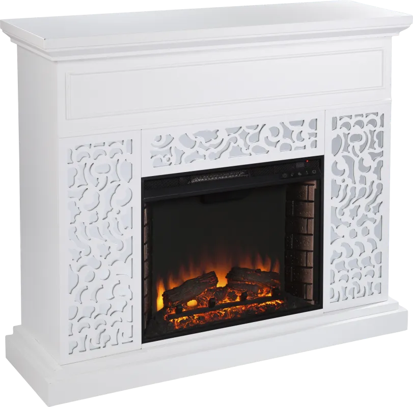 Ennismore II White 46 in. Console With Electric Log Fireplace