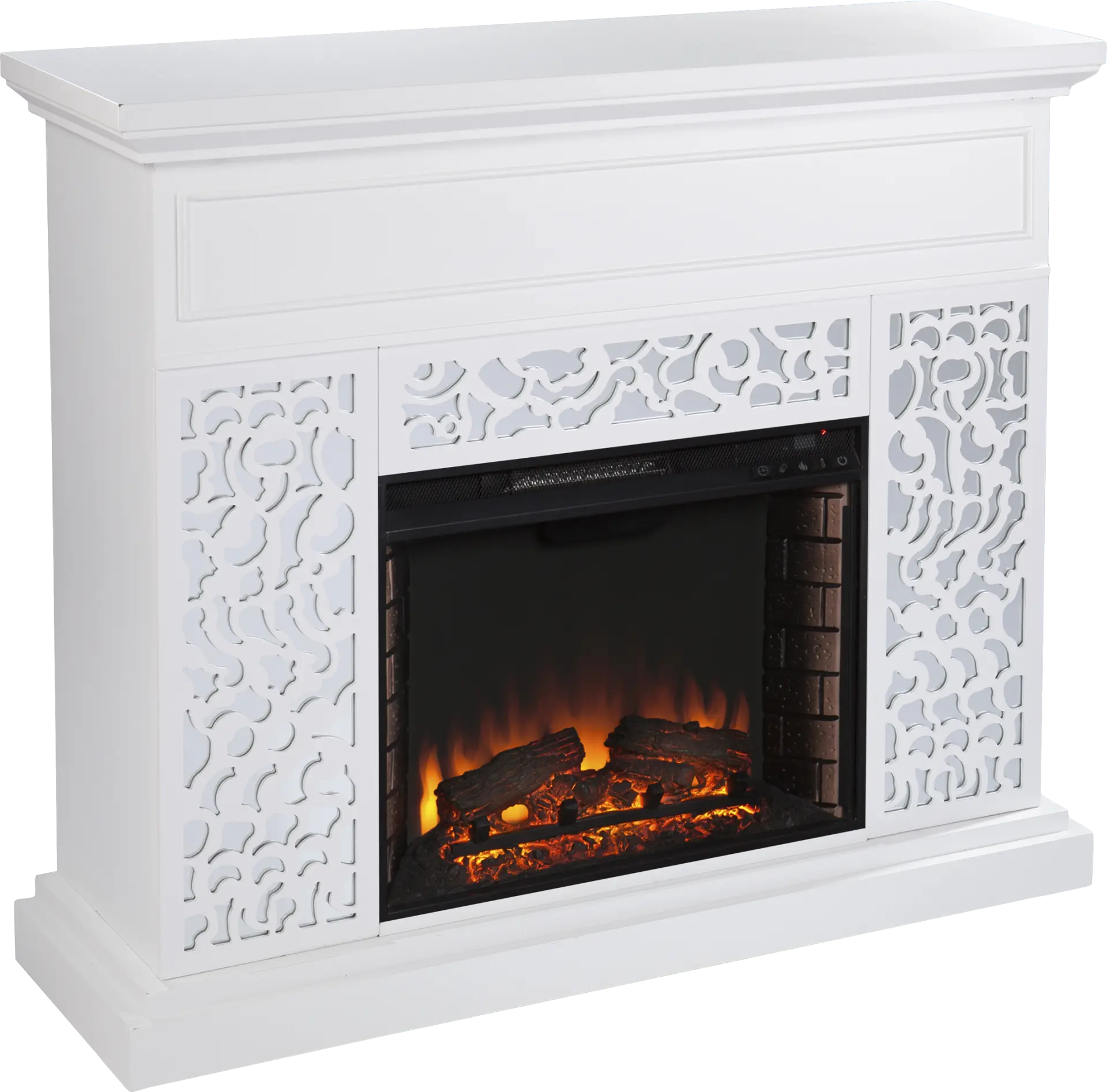 Ennismore II White 46 in. Console With Electric Log Fireplace
