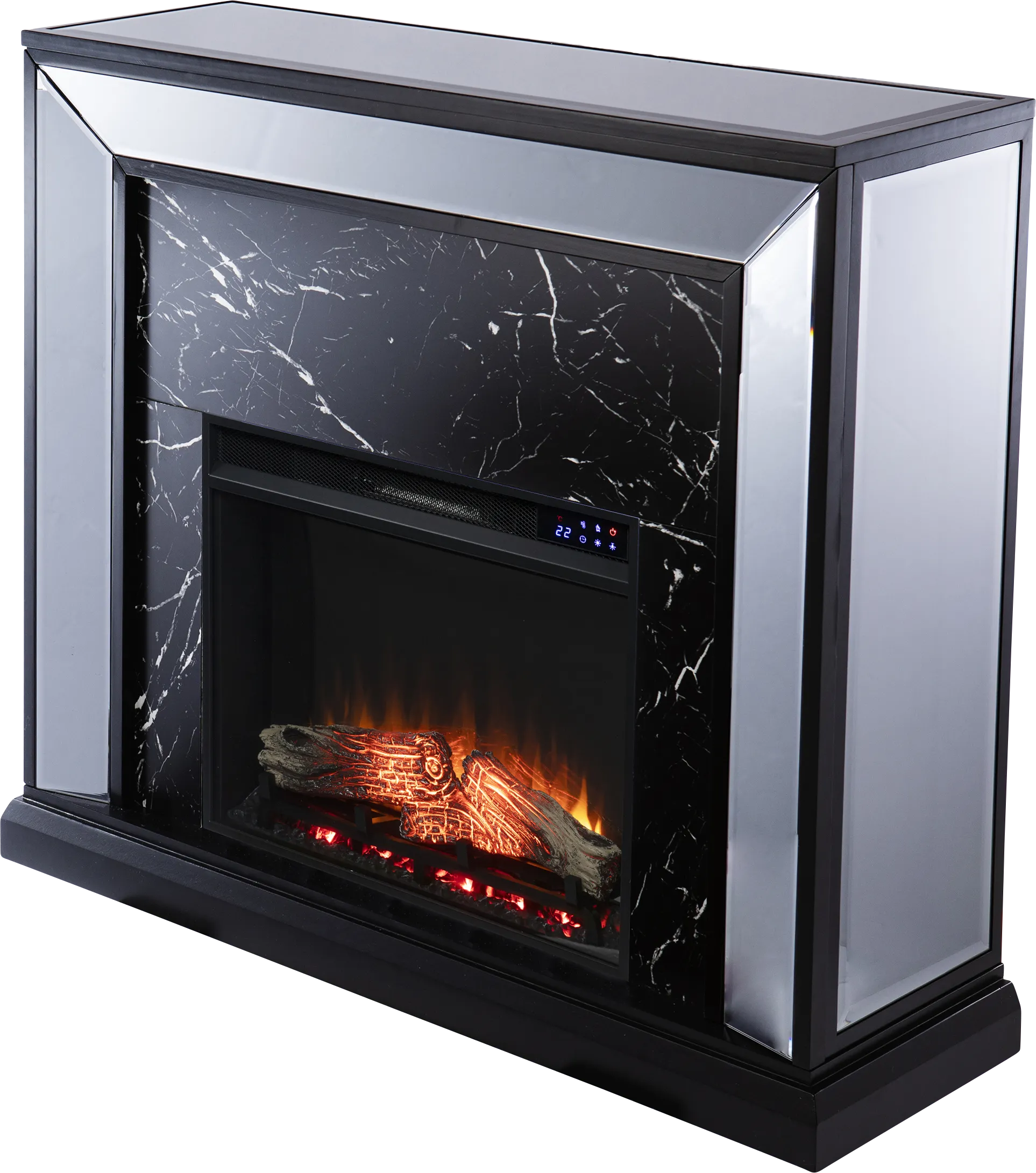 Levering IV Black 44 in. Console With Touch Panel Electric Log Fireplace - Thumbnail - Image 1