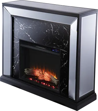 Levering IV Black 44 in. Console With Touch Panel Electric Log Fireplace