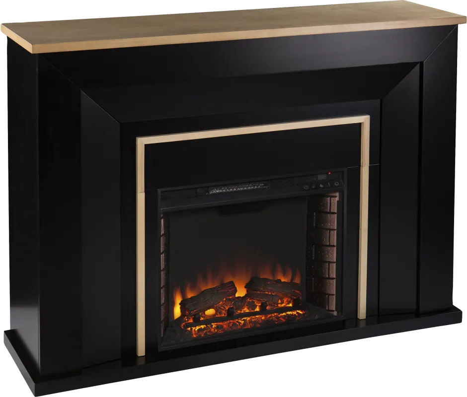 Elmington II Black 52 in. Console With Electric Log Fireplace