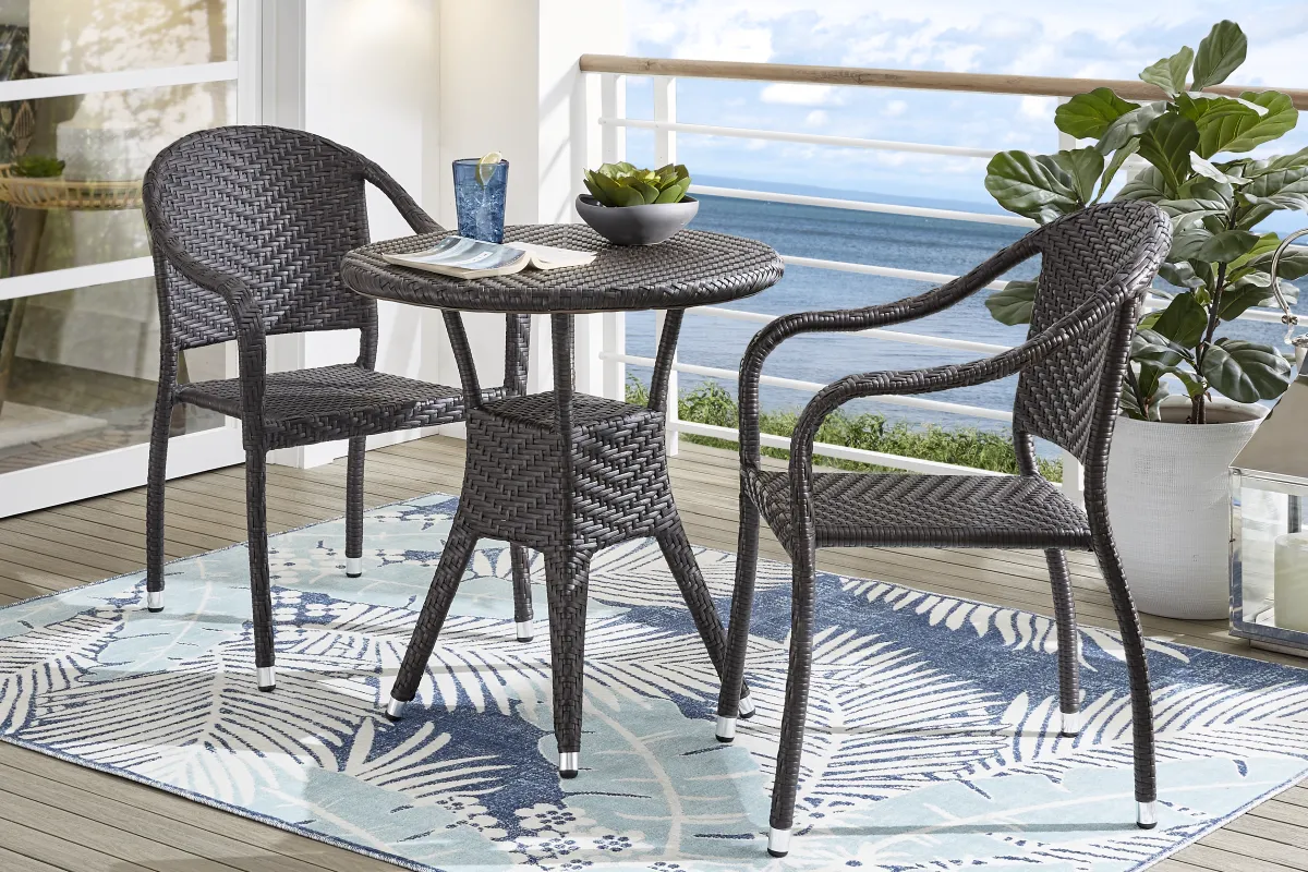 Bay Terrace Brown Wicker 28 in. Round Outdoor Dining Table