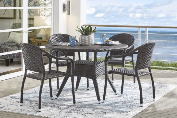Bay Terrace Brown Wicker 5 Pc 48 in. Round Outdoor Dining Set