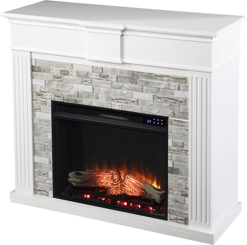 Brandycrest IV White 42 in. Console With Touch Panel Electric Fireplace