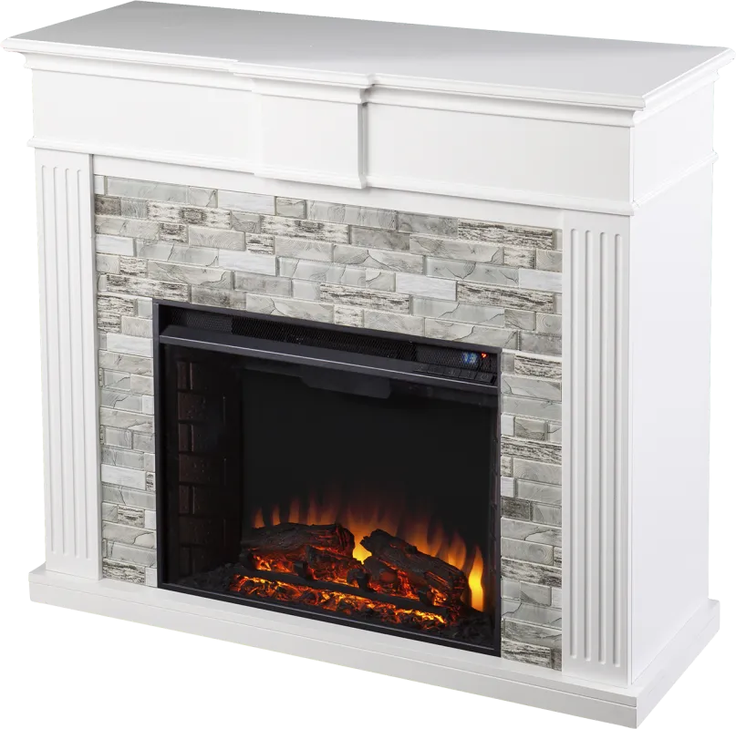 Brandycrest II White 42 in. Console With Electric Log Fireplace