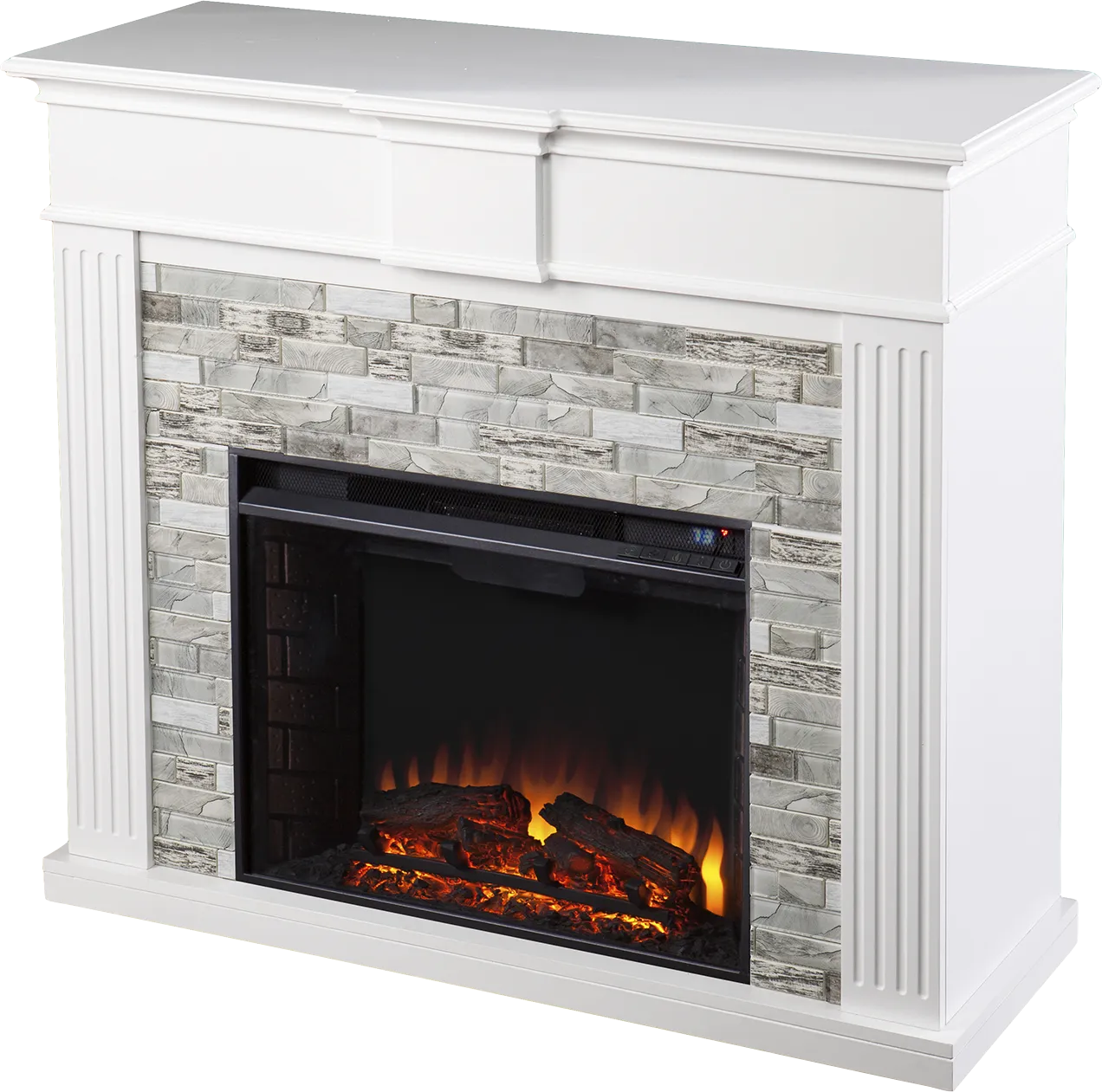 Brandycrest II White 42 in. Console With Electric Log Fireplace - Image 1