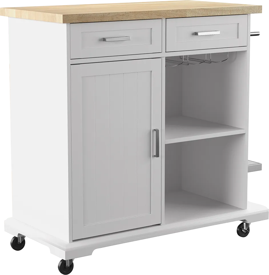 Deblyn White Kitchen Cart - Thumbnail - Image 1
