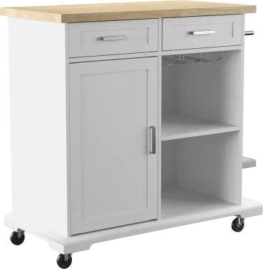 Deblyn White Kitchen Cart