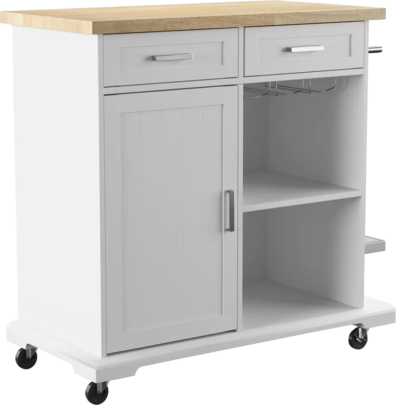 Deblyn White Kitchen Cart