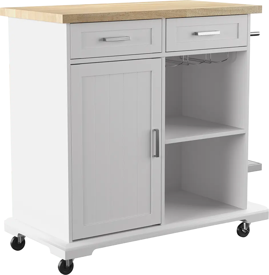 Deblyn White Kitchen Cart