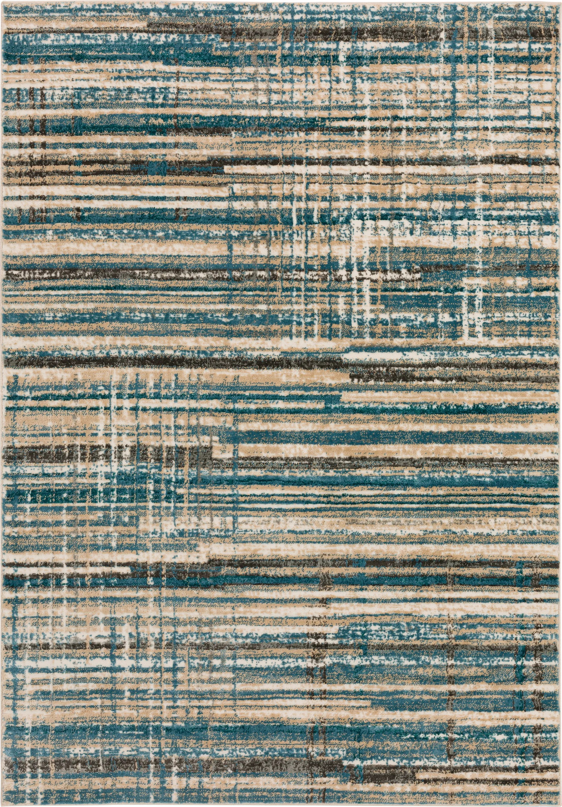 Azmer 3' x 5' Blue/Brown Rug - Image 1