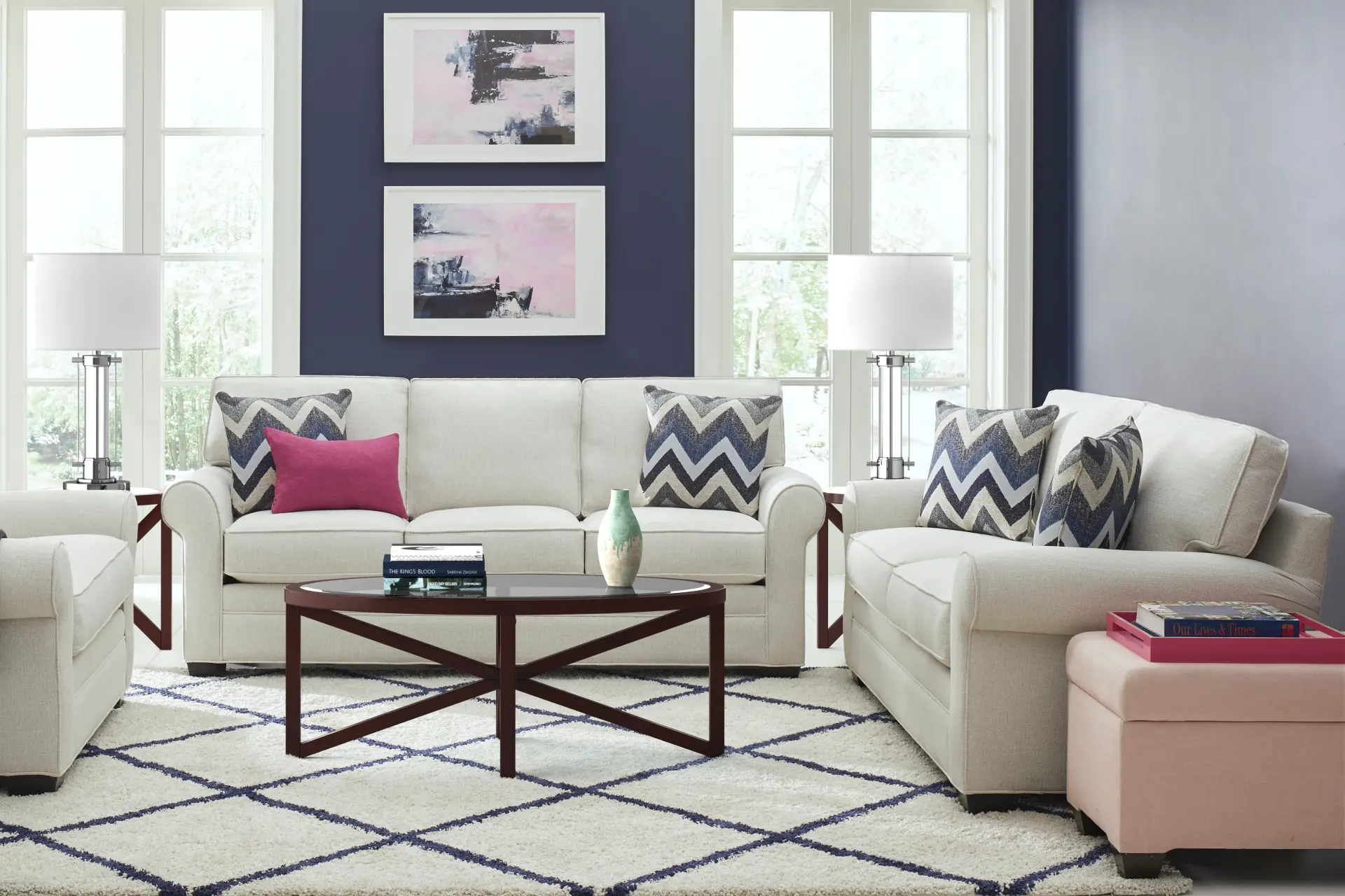 Bellingham Off-White Textured 2 Pc Living Room