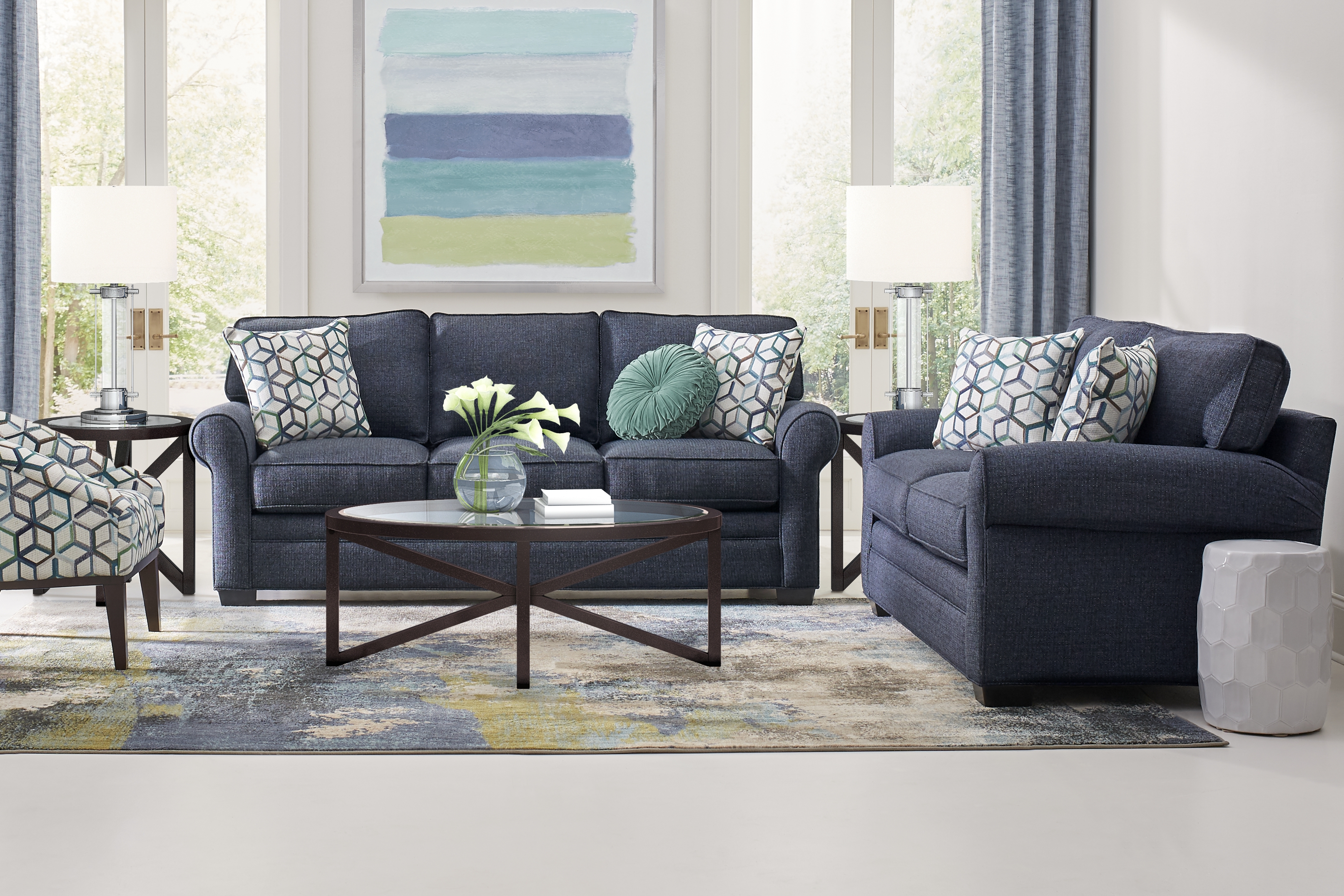 Bellingham Midnight Textured 7 Pc Living Room - Thumbnail - Image 1