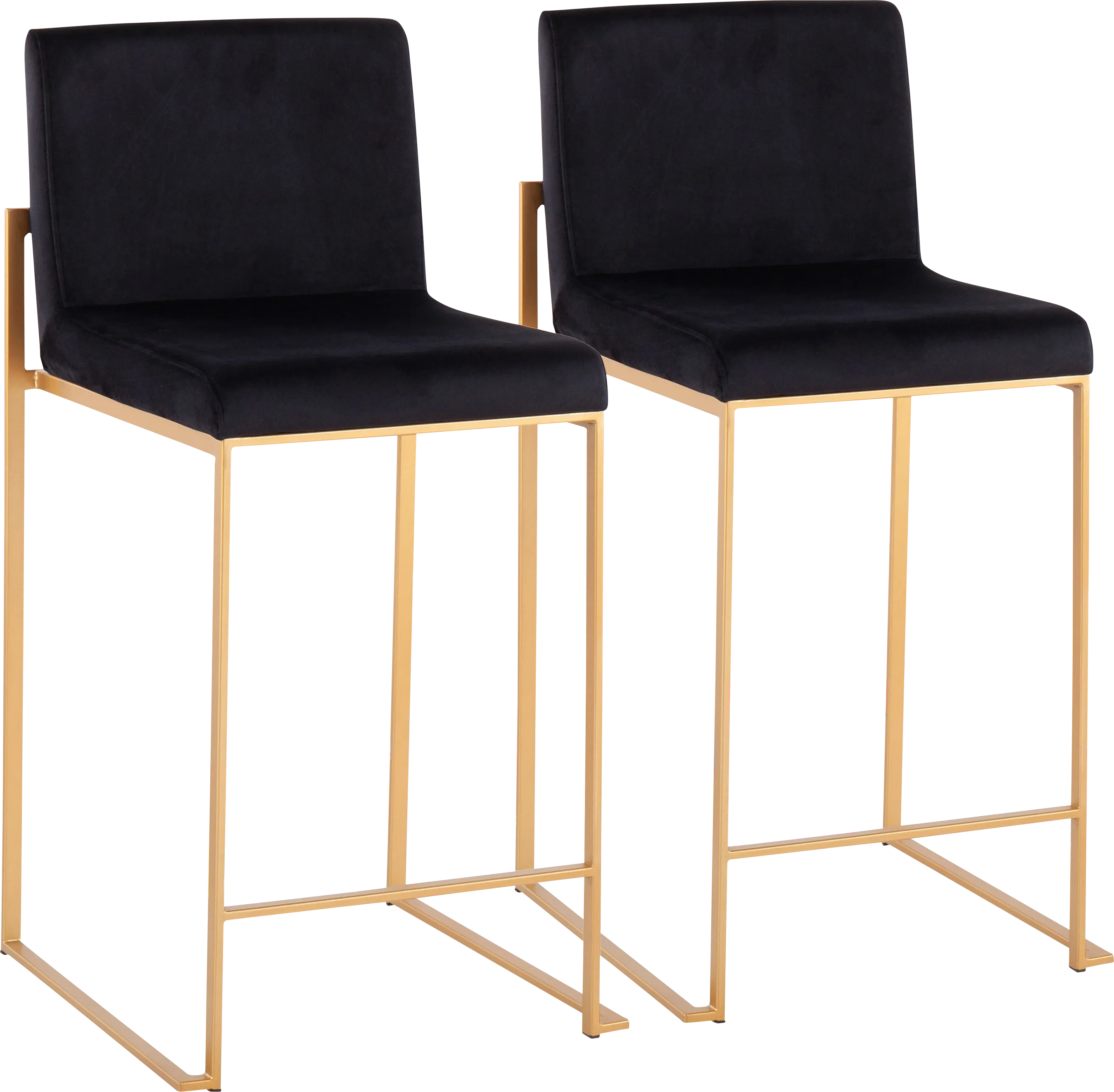 Nowotny Black Gold Velvet Counter Height Stool Set of 2 - Thumbnail - Image 1