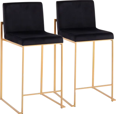 Nowotny Black Gold Velvet Counter Height Stool Set of 2
