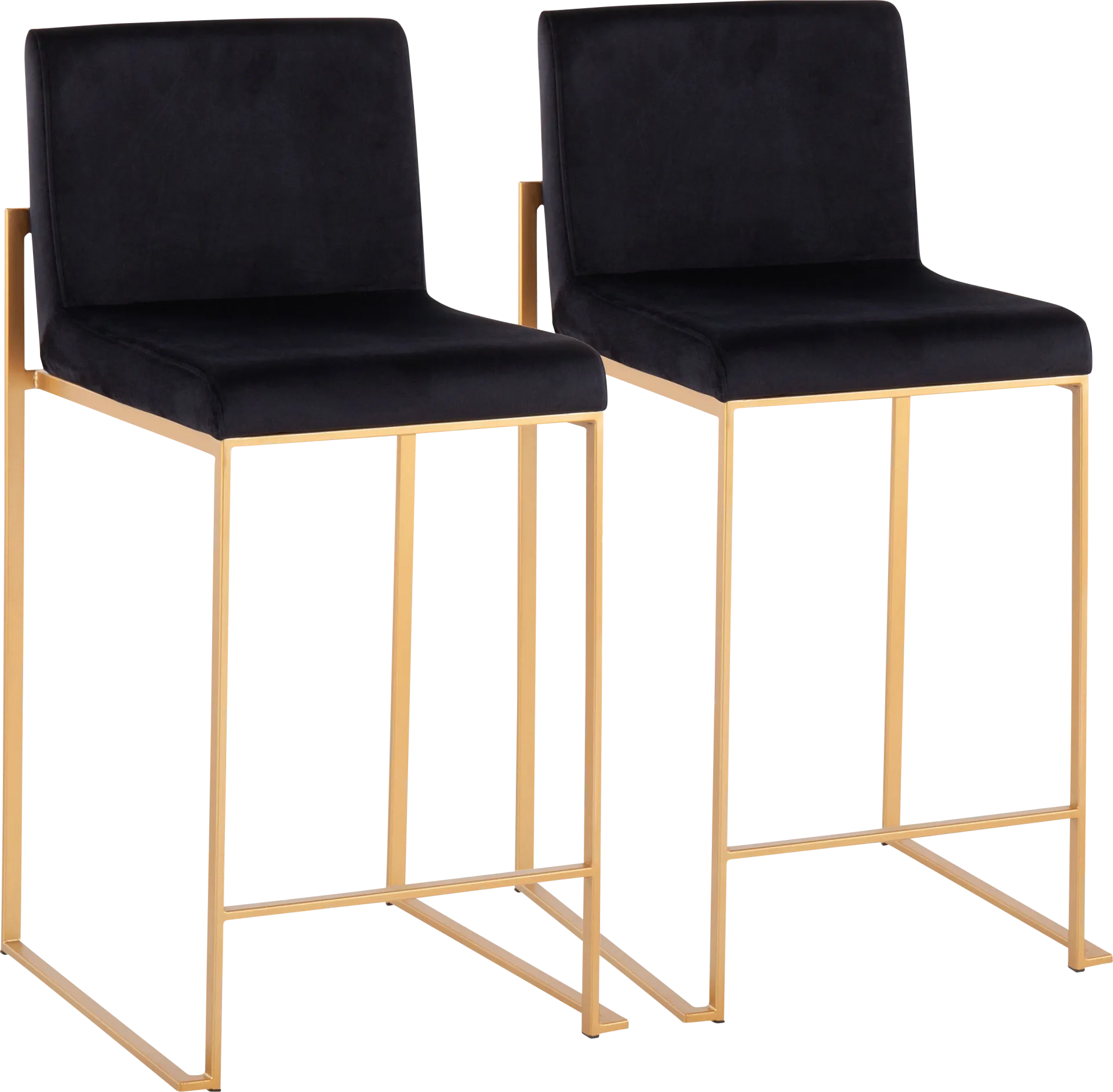 Nowotny Black Gold Velvet Counter Height Stool Set of 2 - Image 1