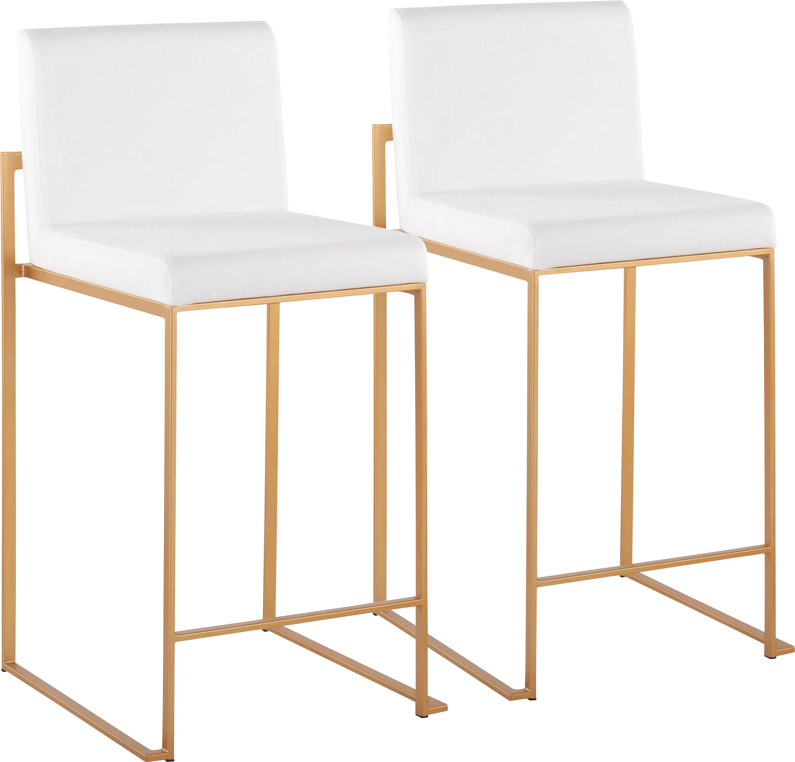 Nowotny White Gold Velvet Counter Height Stool Set of 2 - Thumbnail - Image 1