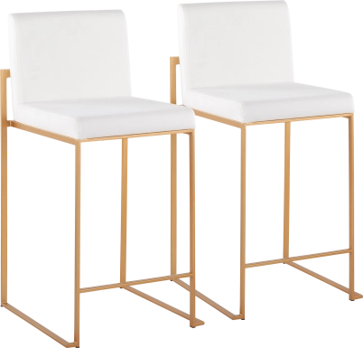 Nowotny White Gold Velvet Counter Height Stool Set of 2